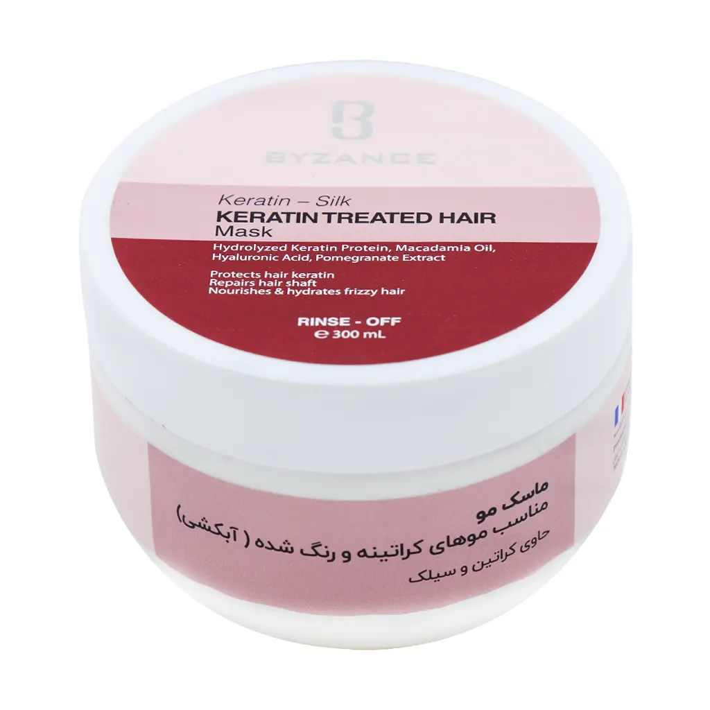 ماسک مو داخل حمام بیزانس مناسب موهای کراتینه و رنگ شده حجم 300 میلی لیتر